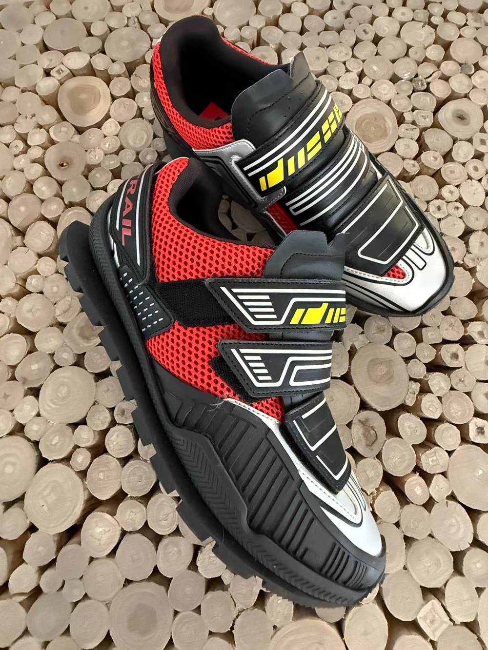 Diesel Red, Black & Yellow Men's Sneakers